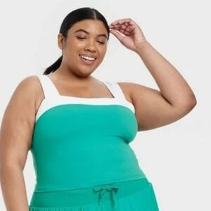 Women's Everyday Soft Square Neck Cropped Tank Top - All In Motion Green XS